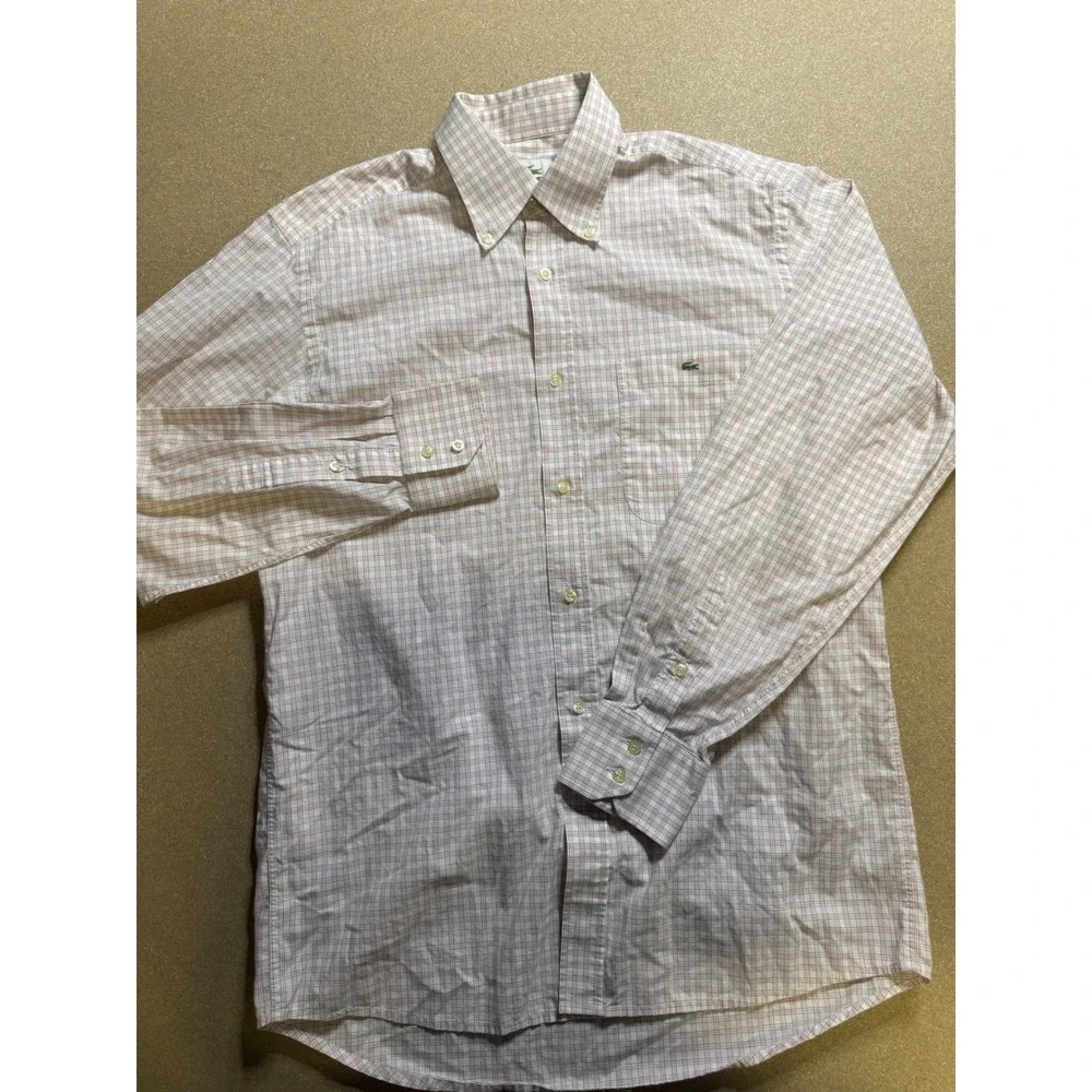 Lacoste Plaid Button Down Shirt Long‎ Sleeve Collared Casual Top Size M